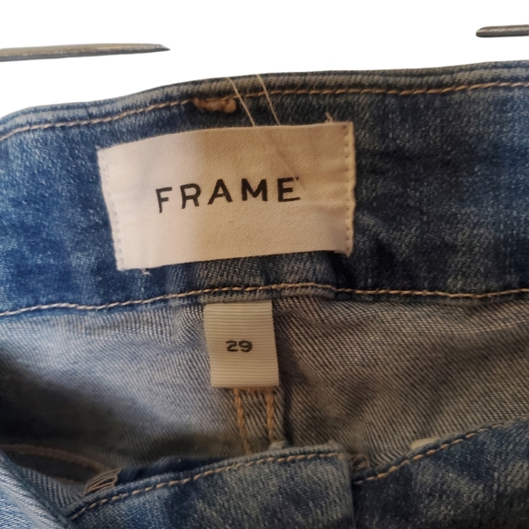 Frame Denim 2 Tone Le Pixie Crop Mini Boot Jean Sz. 29 - Picture 9 of 12